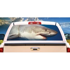 SignMission Shark Rear Window Graphic Decal Tint Truck View Thru Vinyl, 22" X 65"