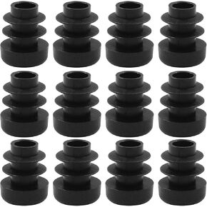 12 Pack 1/2 Inch (12mm) Round Plastic Hole Plugs, Black Pipe Tubing End Cap for Round Metal Tube