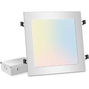 4-Packs 11 inch Square Recessed Light: 3 Color Temperature Selectable & Dimmable Lamp, 2200 Lumens Ultra Thin Led Canless Downlight Lighting with Junction Box, 26W Eqv 230W
