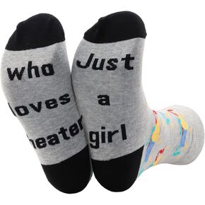 JNIAP Theater Gifts 2 Pairs Theatre Socks Broadway Musical Lover Gift Just A Girl Who Loves Theater Drama Teacher Gift