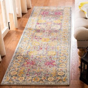 SAFAVIEH Granada Collection 2'2" x 9' Blue / Fuchsia GRA350A Boho Chic Distressed Non-Shedding Living Room Entryway Foyer Hallway Bedroom Runner Rug