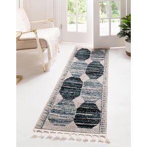 Unique Loom Aramis Collection Area Rug - Maxi (2' 7" x 13' 1" Runner, Blue/ Black)