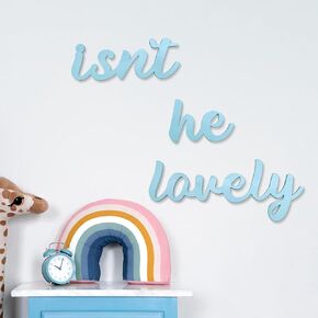 AOCEAN Wood Sign Boho Decor Isn’t She Lovely Wall Art Bedroom Baby Girl Princess Room Nursery Shelf Home Decoration (Pink)