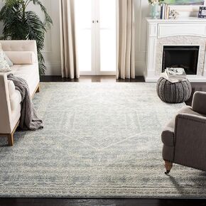 SAFAVIEH Adirondack Collection Area Rug - 9' x 12', Slate & Ivory, Oriental Medallion Design, Non-Shedding & Easy Care, Ideal for High Traffic Areas in Living Room, Bedroom (ADR108T)