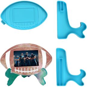 ABTOLS 2pcs Football Helmets Keychain Silicone Mold Circle Keychain Charms Epoxy Resin Molds Casting Molds with Hole Blue Epoxy Mold with 6 Key Rings for DIY Jewelry Earrings Home Decor Casting Making