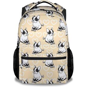 French Bulldog Backpack with Lunch Box And Pencil Case for Girls Boys, 16 Inch School Bookbag with Adjustable Straps, Travel Bag Durable, Lightweight, Large Capacity