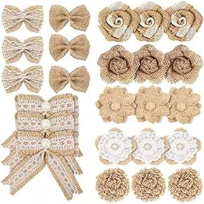 24 قطعة من زهور الخيش، 8 أنماط كلاسيكية مصنوعة يدويًا من زهرة الورد الريفية مع لؤلؤ صناعي لباقات يدوية الصنع لتزيين حفلات الزفاف وأعياد الميلاد، وديكورات العشاء in Kuwait