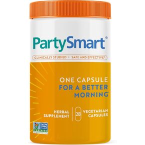Himalaya PartySmart, One Capsule for a Better Morning, Plant-Based Liver Support for a Better Morning After Drinking, Clinically Studied, Non-GMO Project Verified, 28 Capsule Larger Size