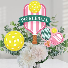 Big Dot of Happiness Let’s Rally - Pickleball - Birthday or Retirement Party Centerpiece Sticks - Table Toppers - Set of 15