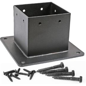 4×4"(Actual：3.5×3.5inch) Post Stainless Steel Flange Anchor Base with Screws for Deck Railing，Black Finish (4 Pack)