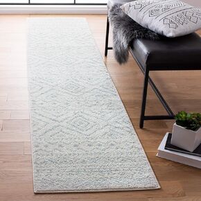 SAFAVIEH Tulum Collection Runner Rug - 2' x 15', Ivory & Light Grey, Moroccan Boho Distressed Design, Non-Shedding & Easy Care, Ideal for High Traffic Areas in Living Room, Bedroom (TUL267B)
