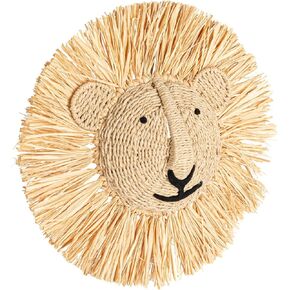 Creative Co-Op Savannah King Raffia Lion Wall Art, Natural