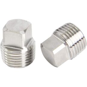 Joywayus 3/4" NPT Male Pipe Plug Outer Square Head Thread Drain Plug Soild Stainless Steel Rods By CNC for Strength Socket Pipe Fitting(Pack of 2)