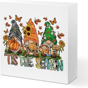 Fall Decor Gnomes Decorations for Home, Fall Decorations for Home, Western Decor Wood Box Sign, Sunflower Gnome Desk Decor Home Farmhouse Office Table Decor, Autumn Thanksgiving Decoration