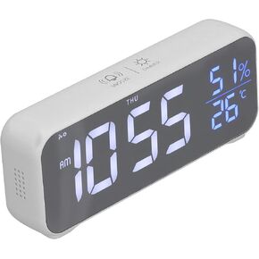CHICIRIS Digital Alarm Clock, Compact LED Alarm Clock with USB Port, Snooze, Brightness Dimmer, 12/24Hr, Humidity Temperature Detect for Bedroom Bedside Desk