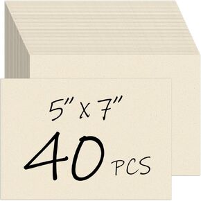 CreGear 40 ورقة بيضاء من الورق المقوى 5 × 7، 80 رطل/230 جرامًا للمتر المربع السميك من الورق الأبيض الفارغ من ورق الطابعة السميك لبطاقات التهنئة والدعوات والبطاقات البريدية وبطاقات DIY