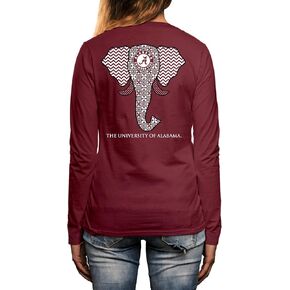 تي شيرت Southern Couture Alabama Crimson Tide Elephant نسائي كلاسيكي بأكمام طويلة، مقاس 3X-Large in Kuwait