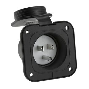 15 Amp Flanged Inlet, 125V NEMA 5-15P Shore Power Inlet Receptacle, AC Port Plug with Waterproof Cover Recessed Male Outlet, 2 Pole 3-Wire Straight Blade Electric Plug for RV Trailer Shed Block Heater