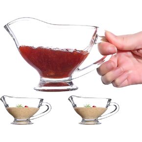 Crystal Gravy Boat - Pack of 2 - Gravy Server Sauce Boat - Gravy Saucer Perfect Party Decorations Dinner