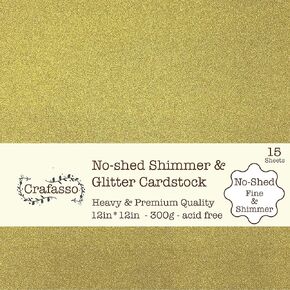 Crafasso No-Shed shimmer glitter cardstock, 12" x 12" 300GMS, 15 sheets, Rose gold(romantic pink)