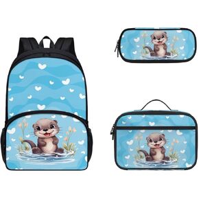 Gomyblomy School Backpack for Kids Green Tractor Print Boys Girls Backpack with Lunch Bag Pencil Case for Elementary Middle High School Bookbag Lightweight Casual Daypack