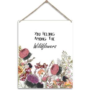 Mental Health Wood Sign Psychology Gift, Wall Hanging Sign with Twine, A Few Daily Affirmations - Shelf Wood Art Flower Sign, Counseling Room Therapy Office Home Bedroom Decoration Supplies -MP18