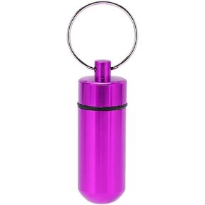 Mini Pill Box,Aluminum Metal Pill Box Case Organizer with Keychain, Portable Waterproof Moistureproof Medicine Bottle, Medicine Vitamin Holder case for Outdoor Camping Hiking Traveling (Blue), mi