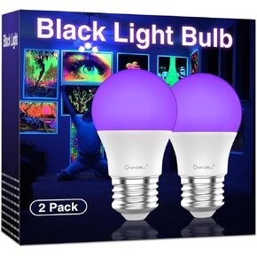 Onforu 15W LED Black Light Bulbs, A19 E26 120W Equivalent Blacklight Bulb for Glow in The Dark, Halloween Lights, 120V, Level 385-400nm, Blacklight Party, Body Paint, Fluorescent Poster