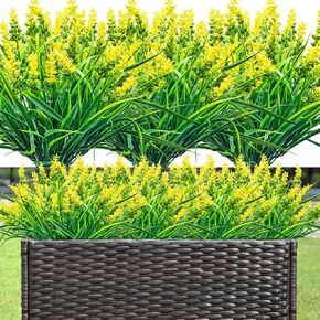 Artificial Flowers for Outdoor Plants,20 Bundles Plastic Lavender UV Resistant Fake Faux Monkey Grass for Home Outside Indoor Decor(Magenta)
