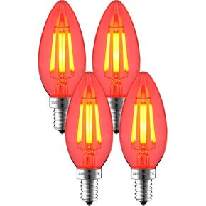 SLEEKLIGHTING 5 Watt E12 LED Filament Candelabra Yellow Light Bulb, (60W Incandescent Replacement) Chandelier Torpedo Tip, Clear Glass Cover E12 Base 4 Pack
