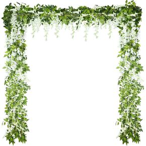 Syhood 4 Pieces 26 Feet in Total Artificial Wisteria Garland Wedding Silk Wisteria Vine Artificial Wisteria Vine Fake Wisteria Hanging Flower for Wedding Arch Home Garden Party Outdoor Decor (Purple)