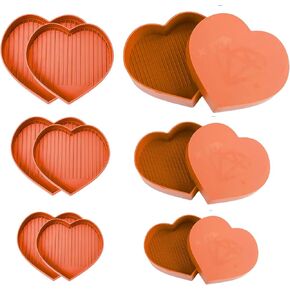 6PCS Heart Diamond Painting Bead Sorting Trays Diamond Art Tray Tools Accessories for DIY Craft Rhinestone Plate Tray Small Plastic Boxes Pink Purple Blue Cross Nail Dotting Tools Heart Shape