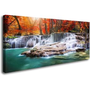 Aibonnly Wall Art Canvas Print Moon Sea Ocean Landscape 1 Panels Full moon Picture Painting Framed and Stretched Ready to Hang for Living Room Bedroom Office Home Decor Artwork 20x40inch