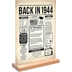 Classic 60th Birthday Decorations for Men,Back in 1964 Vintage Poster Acrylic Sign with Wooden Stand,Vintage Two-Sided Back in 1964 Newspaper Poster,Retro 1964 Birthday Anniversary Table Decor Sign,8x10inch