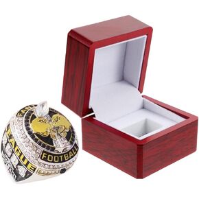 2024 Fantasy Football Championship Ring | Heavy FFL Champion Ring | Gold Silver Tone Plated Award Trophy for Fantasy Football League Winner