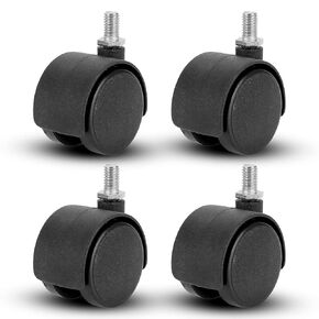 4 Packs Swivel Casters, 1.5 in 360° Universal Plastic Screw Sockets, Threaded Cabinet Stem Casters, Premium Heavy Duty Replacement Wheels for Furniture Cabinet Office Chair Workbench