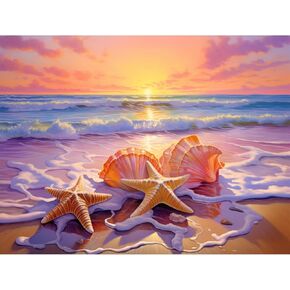 5D Diamond Painting Beach Art Kits for Adult,Ocean Beach Blue Sky,Rhinestone Full Round Diamond Drill,Gem Art Craft Home Game for Adult,Wall Painting Kit 15.7x11.8 inch