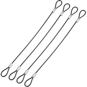 YOKIVE 4 Pcs Safety Cable Locks, Stainless Steel Security Wire Rope with Double Loops | Great for Outdoor, Luggage Locks (Black, 8-Inch)
