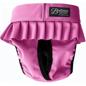 FINNERO Washable Female Dog Diapers Female Ballerina Style - Reusable Doggie Diapers for Female Dogs - Highly Absorbent Dog Pants for Dogs in Period, Heat or Excitable Urination (XL, Pink)