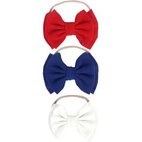 Baby Girl's 5 Inches Soft Double Bow-knot Nylon Headband Toddler Headdress for Photography Party Festivals (White) in Kuwait