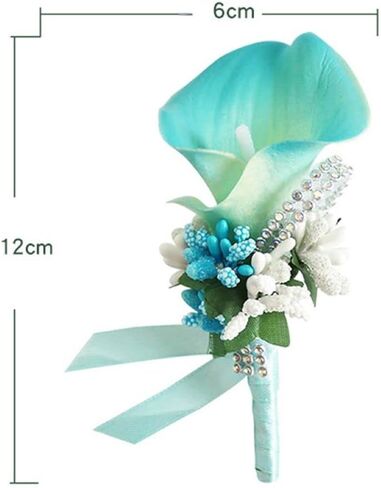 2Pcs Artificial Calla Lily Wrist Corsage Boutonniere Set, Groomsmen Bridesmaids Wedding Flowers Accessories Prom Party Decorations,Ivory White (White) in Saudi Arabia