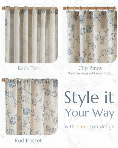 jinchan الكتان الستائر الستائر الأزهار 84 بوصة طول لغرفة المعيشة غرفة نوم ضوء تصفية قضيب الجيب الخلفي علامة التبويب مزرعة الستائر الكتان الكتان الملمس نافذة الستائر مجموعة 2 لوحات أسود على الكتان in Kuwait