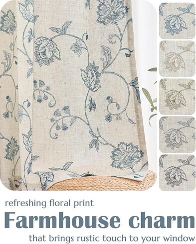 jinchan الكتان الستائر الستائر الأزهار 84 بوصة طول لغرفة المعيشة غرفة نوم ضوء تصفية قضيب الجيب الخلفي علامة التبويب مزرعة الستائر الكتان الكتان الملمس نافذة الستائر مجموعة 2 لوحات أسود على الكتان in Kuwait