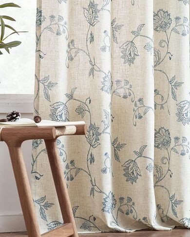 jinchan الكتان الستائر الستائر الأزهار 84 بوصة طول لغرفة المعيشة غرفة نوم ضوء تصفية قضيب الجيب الخلفي علامة التبويب مزرعة الستائر الكتان الكتان الملمس نافذة الستائر مجموعة 2 لوحات أسود على الكتان in Kuwait