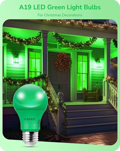 EDISHINE Orange Light Bulbs, A19 9W(60W Equivalent) Orange LED Bulbs, E26 Base LED Orange Colored Light Bulb for Christmas Decorations, Halloween, Front Porch, 4 Pack, ETL Listed in Saudi Arabia