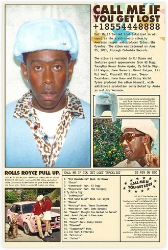 Tyler Poster The Creator Poster Call Me If You Get Lost Poster Canvas Poster Wall Art Decor Print Picture Paintings for Living Room Bedroom Decoration Unframe:12x18inch(30x45cm) in Saudi Arabia