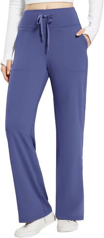 BALEAF Womens Fleece Lined Pants Winter Wide Leg Sweatpants with Pockets Yoga Lounge Pants Drawstring in Saudi Arabia