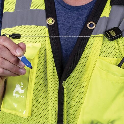 Gear Keeper Pencil/Pen Tether RT5-5605 Low Profile Retractable Lanyard with 3oz Tool Weight Limit - Threaded Stud Vest Mounted - 36" Spectra/Nylon Line Extension ANSI/ISEA 121 Compliant - USA Made in Saudi Arabia