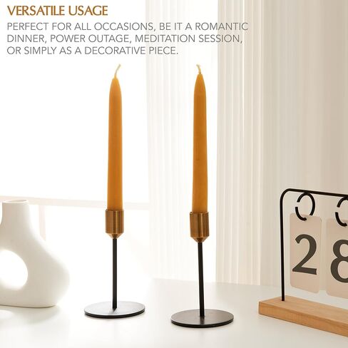 12 Dripless 8" Long Beeswax Taper Candles, 100% Natural Beeswax Taper Candles, Smokeless Tall Candlesticks, Decorative Long Burning Time, Drip Free Beeswax Candle Sticks for Home, Wedding, Dinner, etc in Saudi Arabia