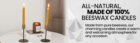 12 Dripless 8" Long Beeswax Taper Candles, 100% Natural Beeswax Taper Candles, Smokeless Tall Candlesticks, Decorative Long Burning Time, Drip Free Beeswax Candle Sticks for Home, Wedding, Dinner, etc in Saudi Arabia